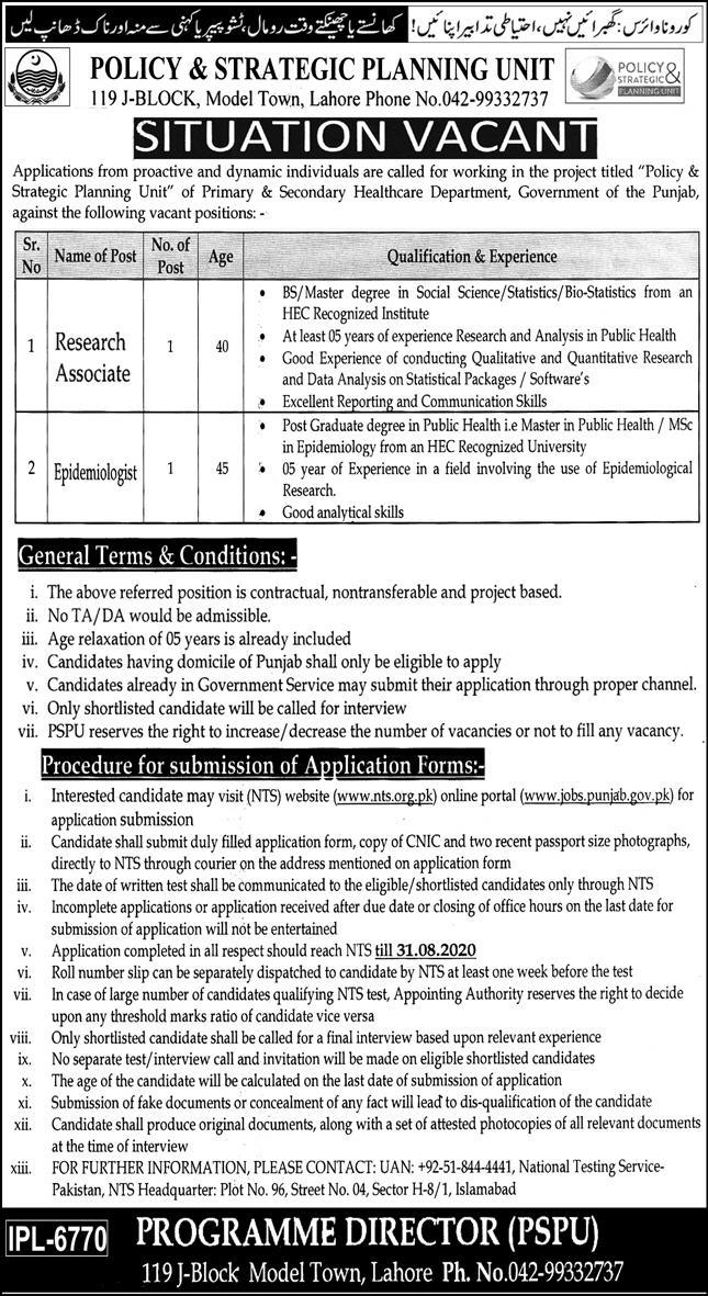 Policy and Strategic Planning Unit Government Jobs