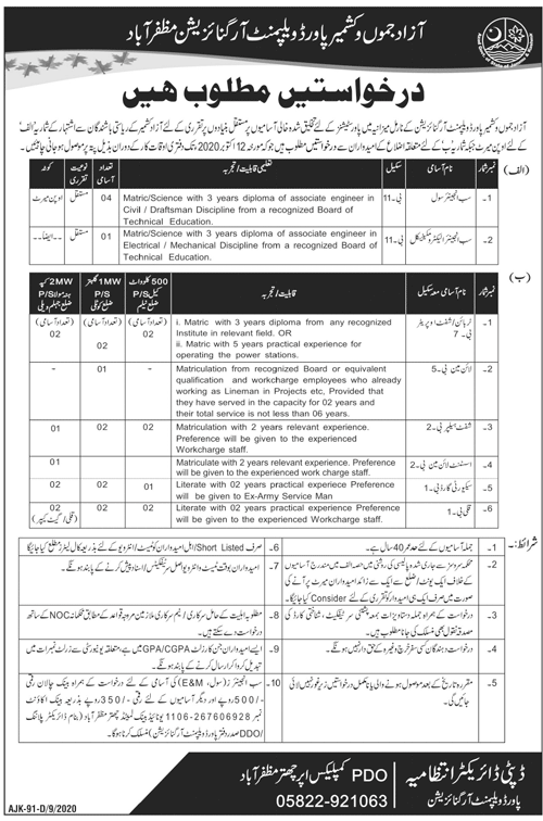 AJK Power Development Organization Jobs 2020