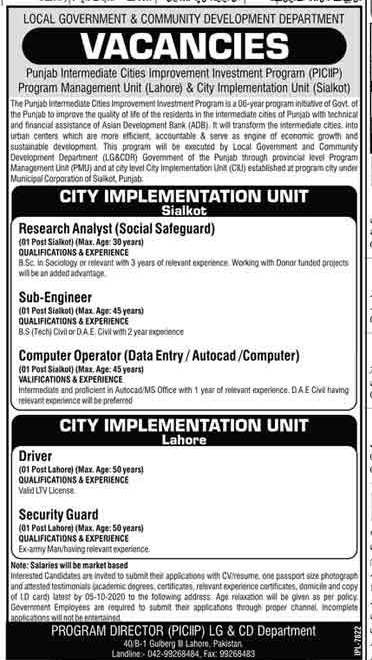 LG&CD Department Jobs 2020, Research Analyst, Sub-Engineer & Others