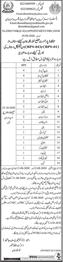 Health Department Government Of Sindh Jobs October 2020