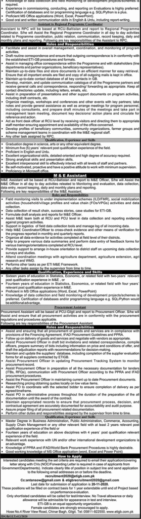 Planning & Development Department Gilgit Baltistan Jobs 2020