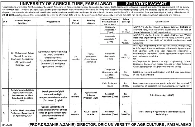 University of Agriculture Faisalabad UAF Jobs 2020