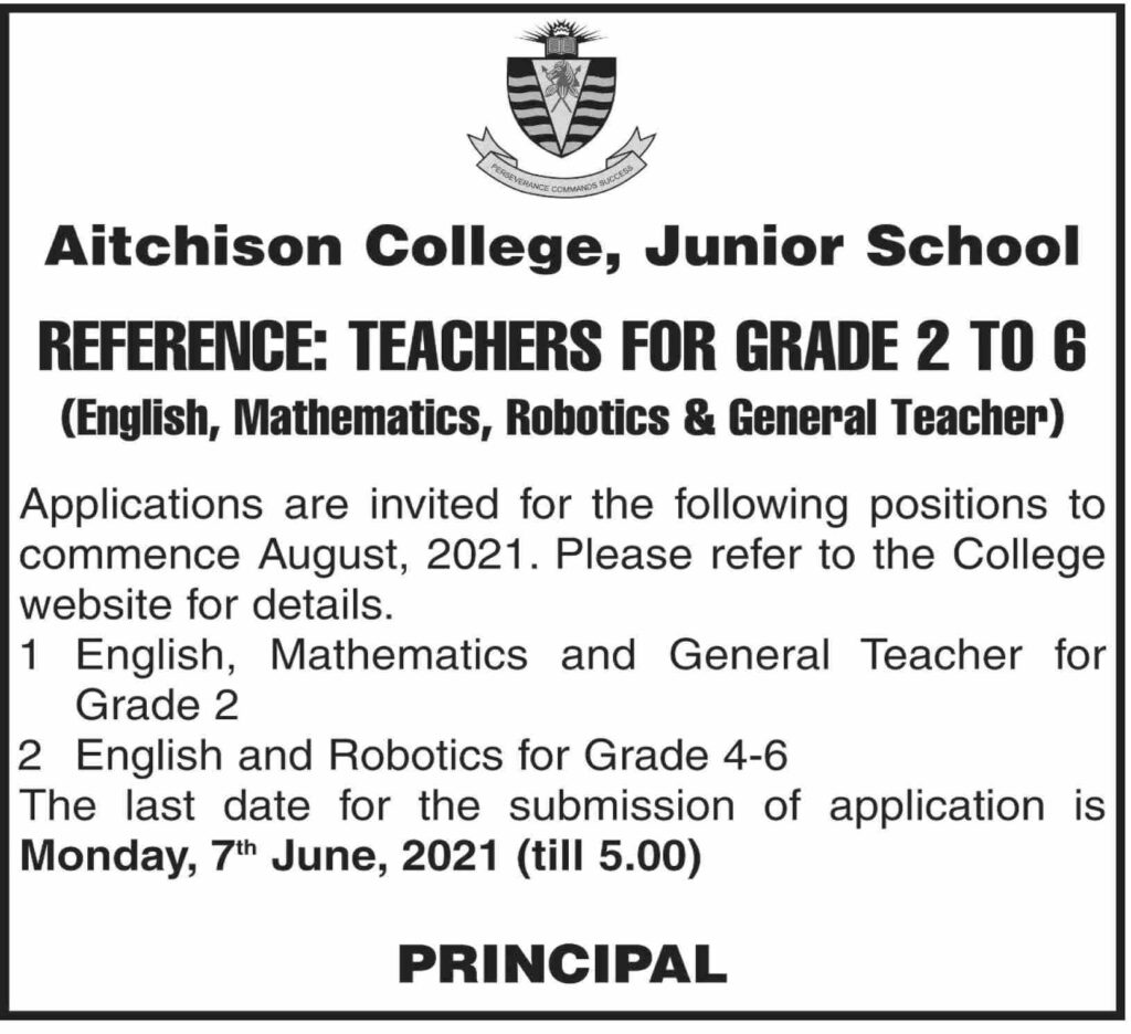 Aitchison College Junior School Jobs June 2021